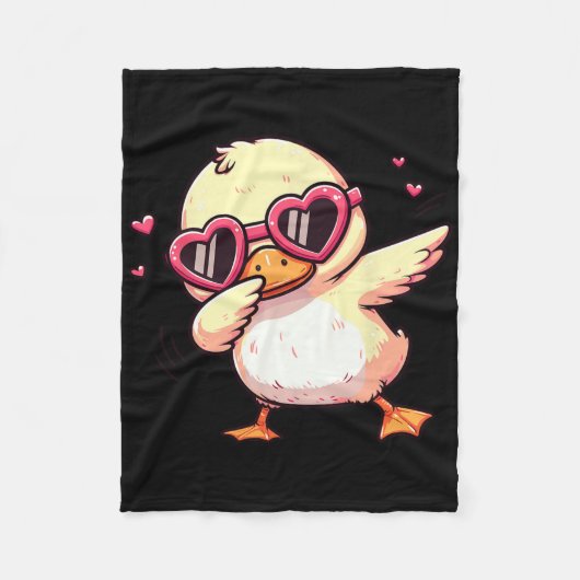 Dabbing Dans Eend Hart Singles Fleece Deken (Voorkant)