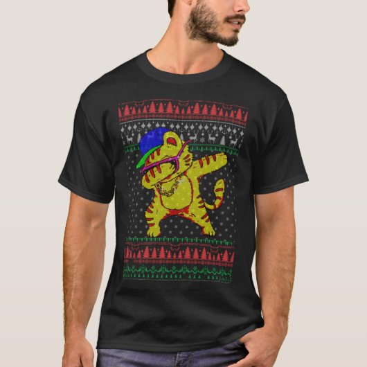 Dabbing Dans kat lelijke Kerstmis trui T-shirt (Voorkant)