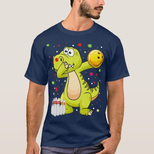 Dabbing Dinosaur Bowling Shirten Funny Bowling T-shirt (Voorkant)