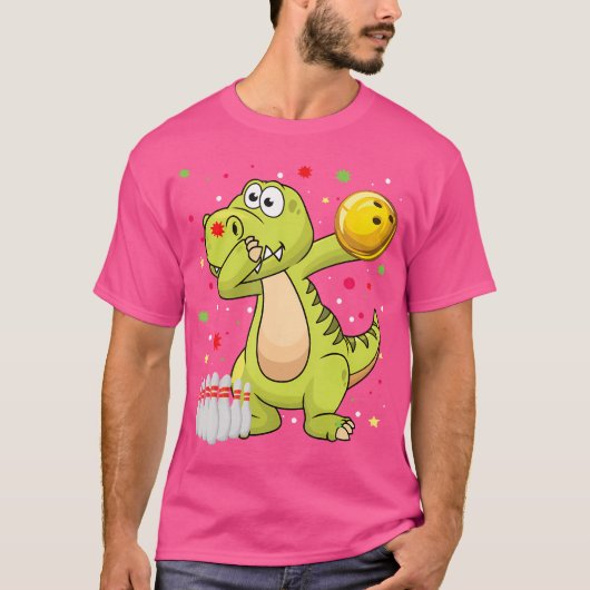 Dabbing Dinosaur Bowling Shirten Grappige Bowling T-shirt (Voorkant)