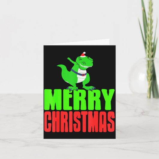 Dabbing Dinosaur Merry Christmas Holiday Humor  Kaart (Voorkant)