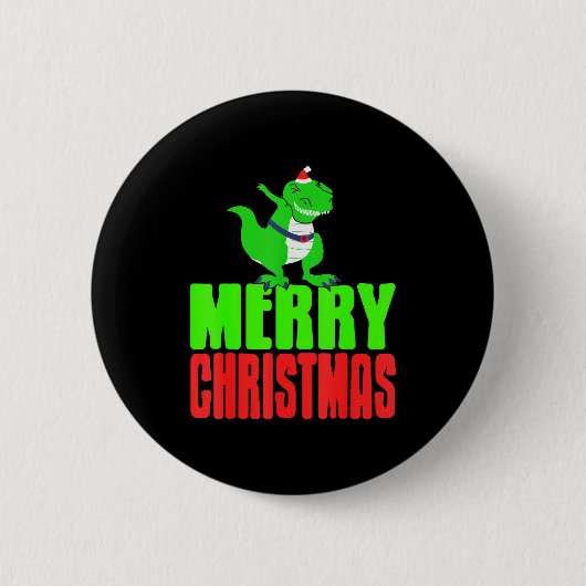 Dabbing Dinosaur Merry Christmas Holiday Humor  Ronde Button 5,7 Cm (Voorkant)