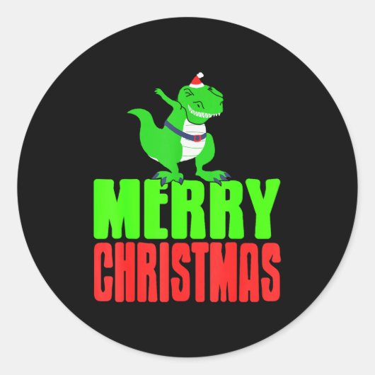 Dabbing Dinosaur Merry Christmas Holiday Humor  Ronde Sticker (Voorkant)