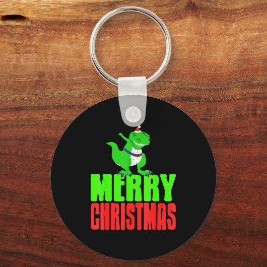 Dabbing Dinosaur Merry Christmas Holiday Humor  Sleutelhanger (Voorkant)