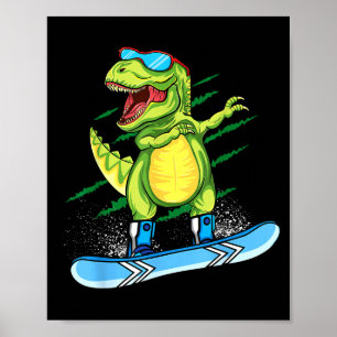 Dabbing dinosaurus snowboarden berg t rex poster