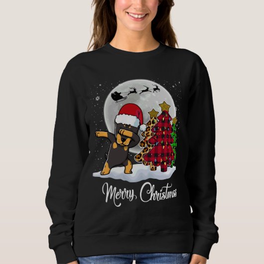 Dabbing Doberman Dab Dog Tree Funny Xmas Trui (Voorkant)