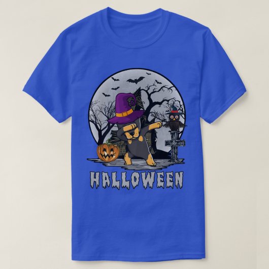 Dabbing Doberman Pinscher Dog Witch Halloween Cost T-shirt (Design voorkant)