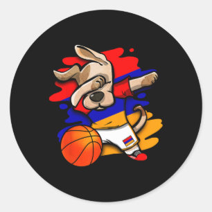 Dabbing Dog Armenië Sketll Fans Jersey Armeense Vl Ronde Sticker