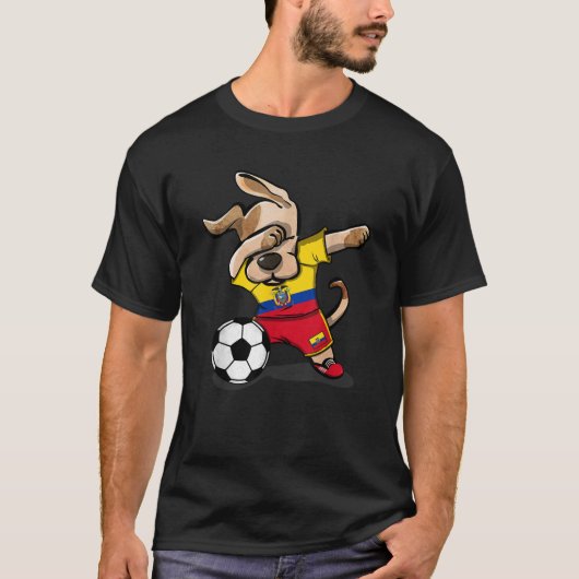 Dabbing Dog Ecuador Soccer Ecuadorean Flag Footbal T-shirt (Voorkant)