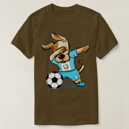 Dabbing Dog Guatemala Soccer Guatemalaanse vlag Vo T-shirt (Design voorkant)