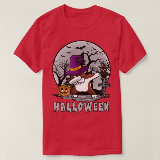 Dabbing Dog Halloween Boston Terrier Dog Dab Pet W T-shirt (Design voorkant)