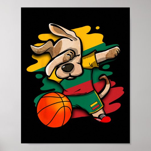 Dabbing Dog Litouwen Sketll Fans Jersey Litouwen Poster (Voorkant)