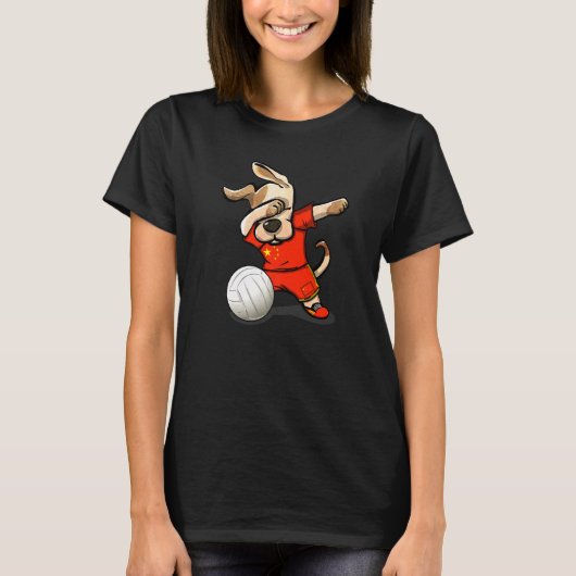 Dabbing Dog Proud China Volleybal Fans Jersey Chi T-shirt (Voorkant)