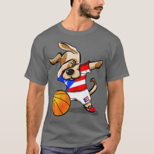 Dabbing Dog Puerto Rico Basketball Fans Jersey Spo T-shirt