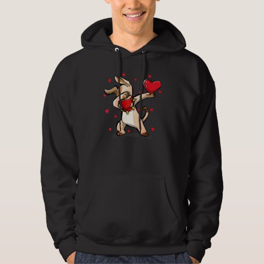 Dabbing Dog Wears Face Mask Dab Dance Funny Valent Hoodie (Voorkant)