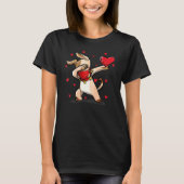 Dabbing Dog Wears Face Mask Dab Dance Funny Valent T-shirt (Voorkant)