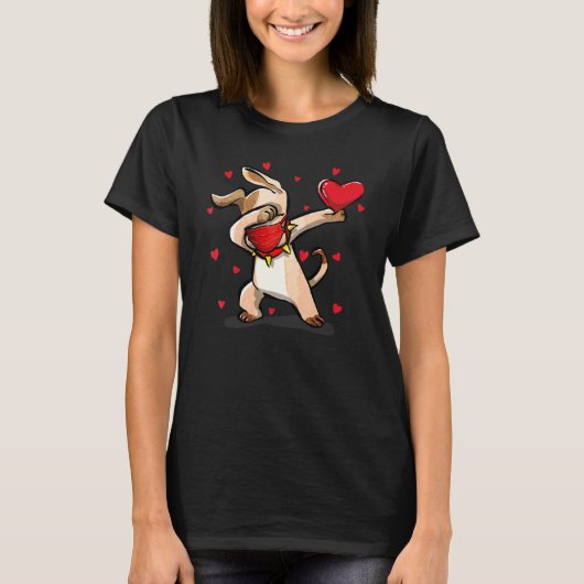 Dabbing Dog Wears Face Mask Dab Dance Funny Valent T-shirt (Voorkant)