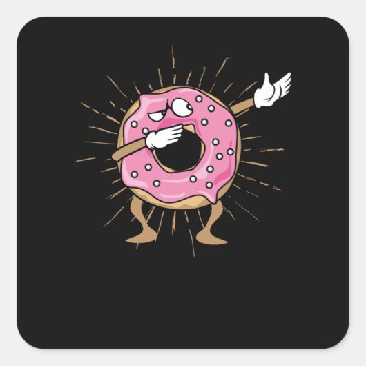 Dabbing Donut DansDonut Vierkante Sticker (Voorkant)