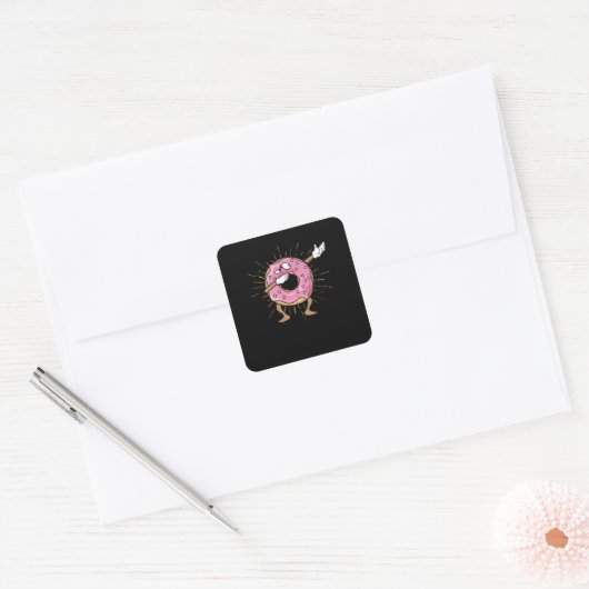 Dabbing Donut DansDonut Vierkante Sticker (Envelop)