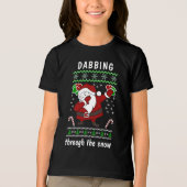 Dabbing door de sneeuw van Kerstmis Tri-Blend Shirt (Voorkant)