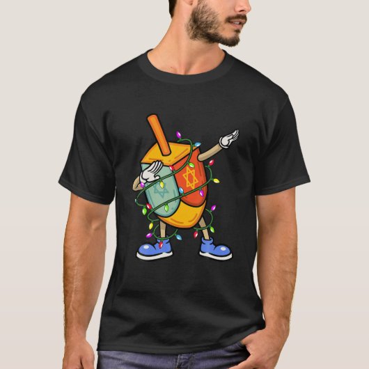 Dabbing Dreidel Hanukkah Kerstluiers Menorah T-shirt (Voorkant)