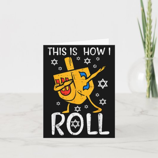 Dabbing Dreidel Ugly Hanukkah Funny Chanukah Men W Kaart (Voorkant)