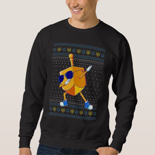 Dabbing Dreidel Ugly Hanukkah Sweater Xmas Chanuka (Voorkant)