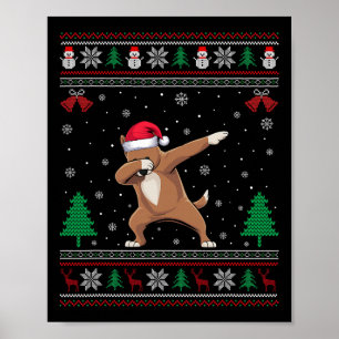 Dabbing Drever Dog Santa Hat Boys Girls Kinder Chr Poster
