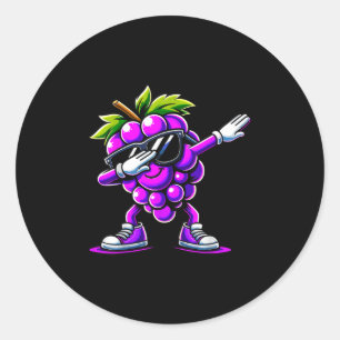Dabbing druif met zonnebrillen zomerfruit ronde sticker