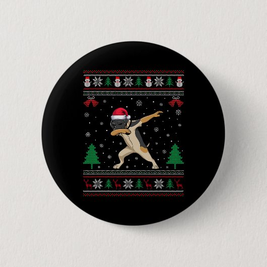 Dabbing Duitse kortharige pointer hond Santa Hat C Ronde Button 5,7 Cm (Voorkant)