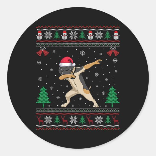 Dabbing Duitse kortharige pointer hond Santa Hat C Ronde Sticker (Voorkant)