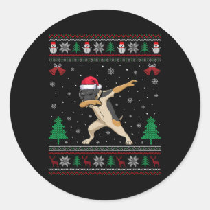 Dabbing Duitse kortharige pointer hond Santa Hat C Ronde Sticker