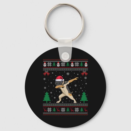 Dabbing Duitse kortharige pointer hond Santa Hat C Sleutelhanger (Voorkant)