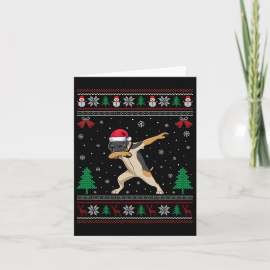 Dabbing Duitse Staande Pointer Hond Kerstman Hoed Kaart (Voorkant)