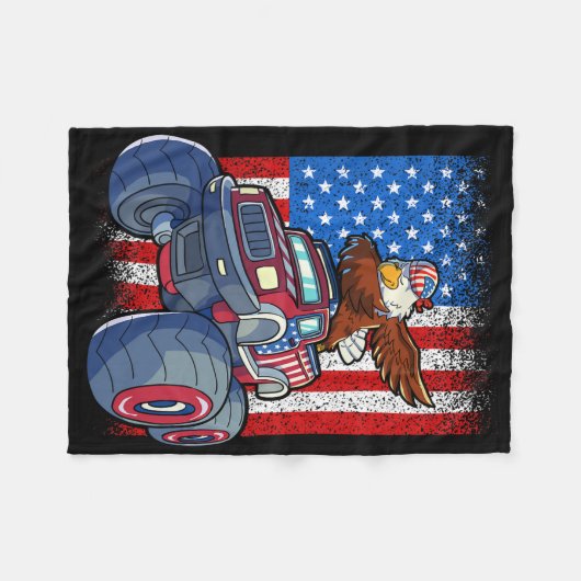 Dabbing Eagle Monster Truck 4 juli jongens Ameri Fleece Deken (Voorkant (Horizontaal))