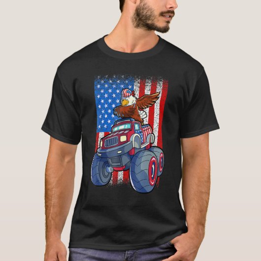 Dabbing Eagle Monster Truck 4 juli jongens Ameri T-shirt (Voorkant)