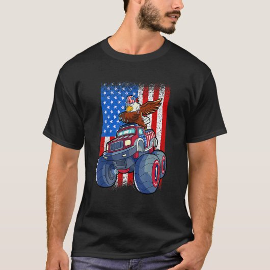 Dabbing Eagle Monster Truck 4 juli jongens Ameri T-shirt (Voorkant)