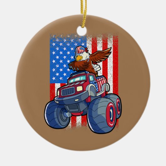 Dabbing Eagle Monster Truck 4 juli jongens Keramisch Ornament (Voorkant)