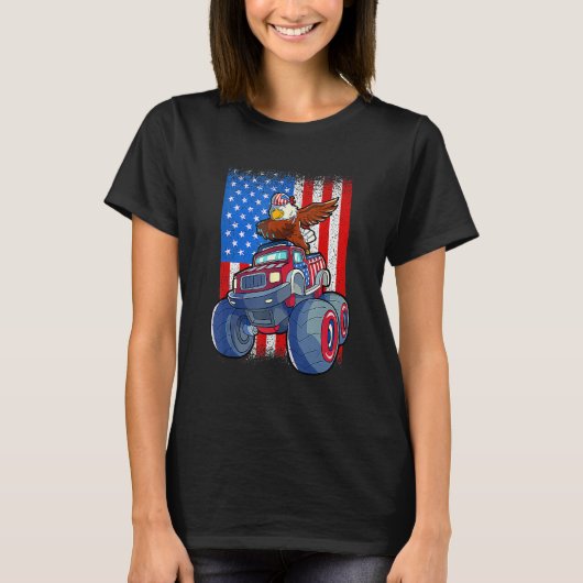 Dabbing Eagle Monster Truck 4th Of July Boys Ameri T-shirt (Voorkant)