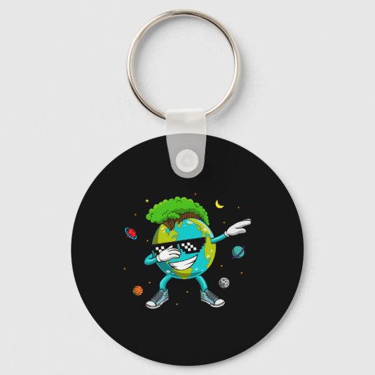 Dabbing Earth Recycling Conversation Space Science Sleutelhanger (Voorkant)