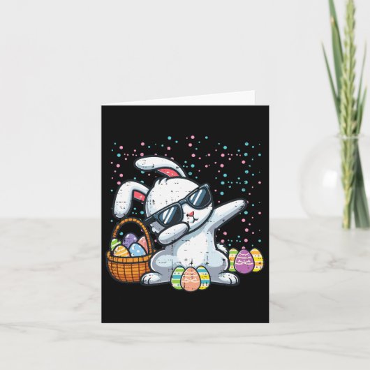 Dabbing Easter Bunny Eggs Bysket Rabbit Dance Mann Kaart (Voorkant)