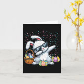 Dabbing Easter Bunny Eggs Bysket Rabbit Dance Mann Kaart (Gele Bloem)