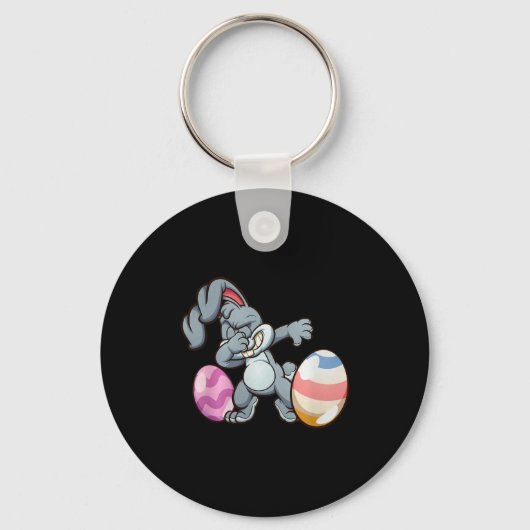 Dabbing Easter Bunny Premium Tri-blend  Sleutelhanger (Voorkant)