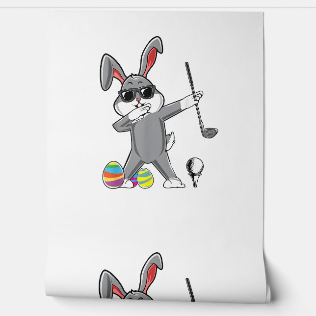 Dabbing Easter Golf Easter Bunny Rabbit Golfer Cut Behang (Afrollen)
