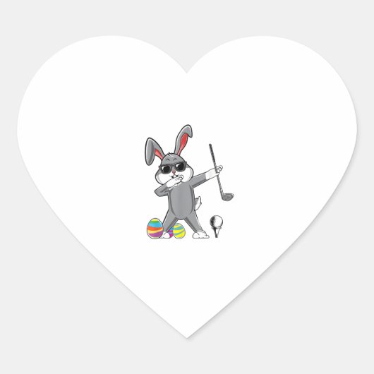 Dabbing Easter Golf Easter Bunny Rabbit Golfer Cut Hart Sticker (Voorkant)