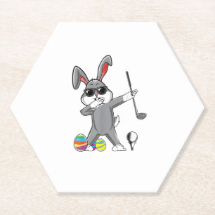 Dabbing Easter Golf Easter Bunny Rabbit Golfer Cut Kartonnen Onderzetters
