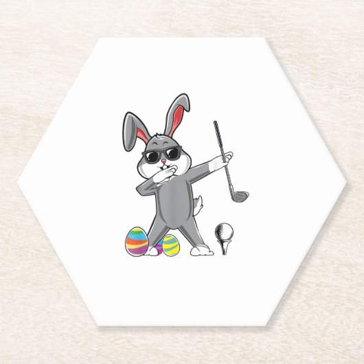 Dabbing Easter Golf Easter Bunny Rabbit Golfer Cut Kartonnen Onderzetters (Voorkant)