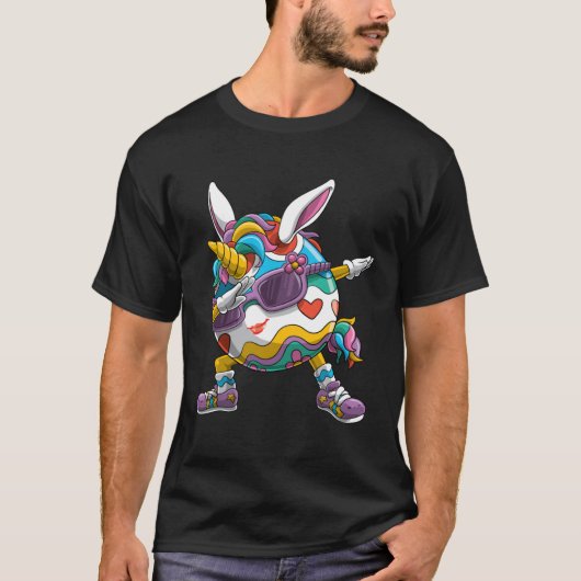 Dabbing Easter Unicorn Rabbit Ears Egg Women Girls T-shirt (Voorkant)