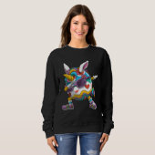 Dabbing Easter Unicorn Rabbit Ears Egg Women Girls Trui (Voorkant volledig)