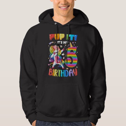 Dabbing eenhoorn 5 jaar oud 5e verjaardag Pop it f Hoodie (Voorkant)